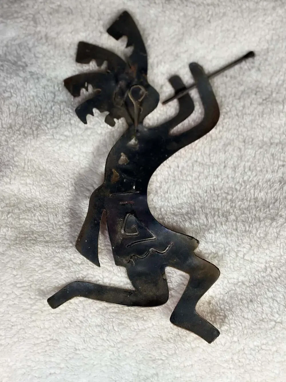 Southwest Style Metal Kokopelli Flute Player Wall Art with Sunset Swirl Finish